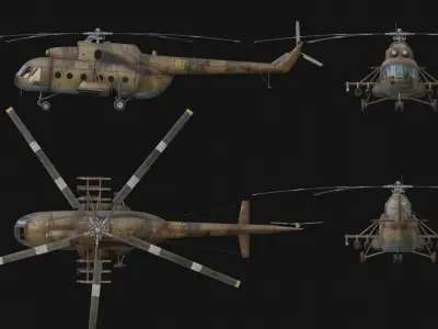Military Transport Helicopter Low-poly 3D model