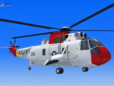 Red Sikorsky SH-3 Sea King 3D Model 3D model