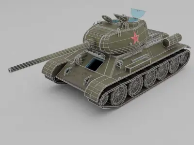 T34-85 D-5T Medium Tank Low-poly 3D model