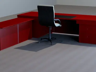 Classic Executive veneer desk with office furniture Free 3D model