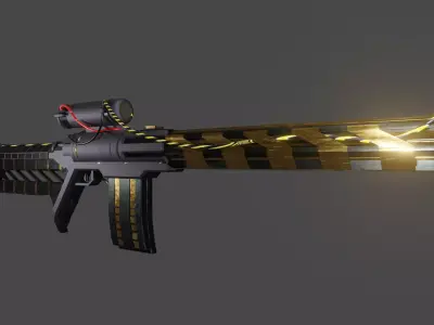 Gun Sci-Fi Plasma ShotgunRifle Low-poly 3D model