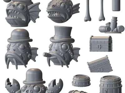 Squelchy Fish Pirate Kitbashing 32mm Tabletop Miniature Bits 3D print model