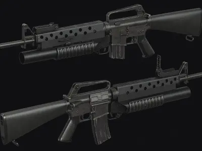 M16 - M203 Grenade Launcher Low-poly 3D model