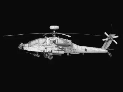 AH64E Apache Longbow Helicopter Green Low-poly 3D model