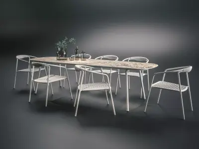 Manutti DUO chair and MINUS table Free 3D model