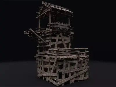 Realistic Medieval Watchtower Low-poly 3D model