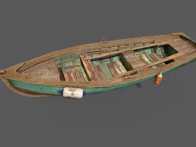 Painted Wooden Boat 3D model
