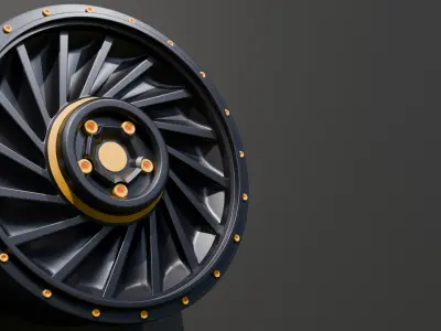 Black car sports wheel rim 3D model