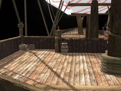 Pirate Ship 3D Model Game Ready PBR Fantasy Sailing Watercraft Low-poly 3D model