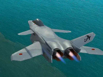 FA-27C Japan Anime Fighter - Rigged with high resolution cocpit Low-poly 3D model
