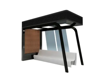 Bus Stop Shelter with Bench 3D model