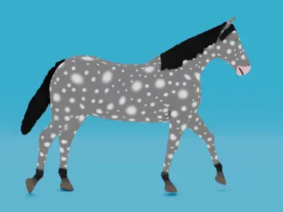 Grey Horse Animated Low-poly 3D model