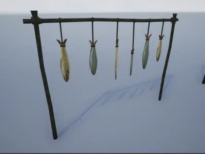 Lowpoly Hanged Fish Stand Low-poly 3D model