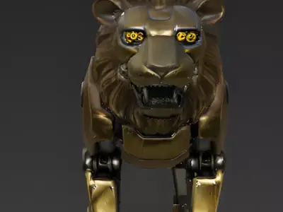 Robotic Lion 3D Model Low-poly 3D model