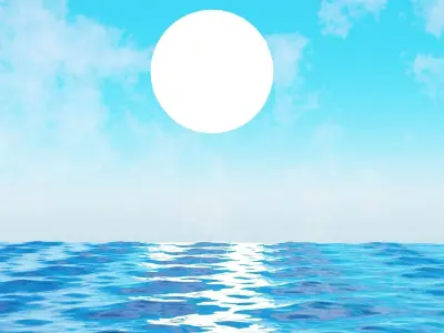 ocean with clouds in sky 3D model