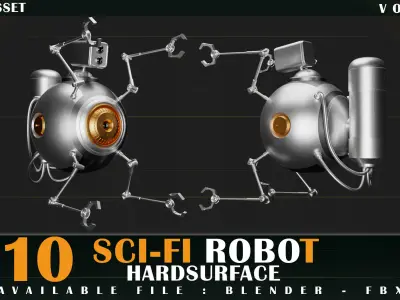 10 SCI-FI ROBOT GAME ASSET 3D model