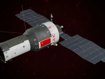 Almaz Military Salyut Space Station 3D model
