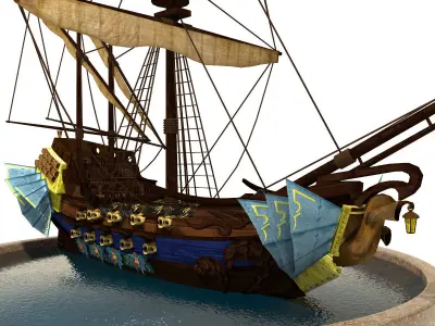 Pirate Galeon Low-poly 3D model