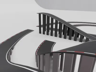 Modular Cartoon Race Track Free low-poly 3D model