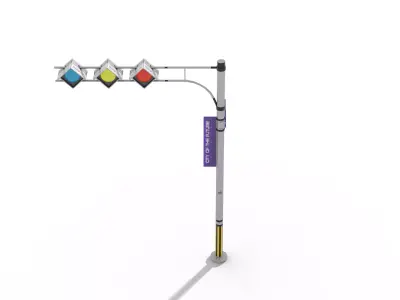 Modular Futuristic Traffic Signal Pole Low-poly 3D model