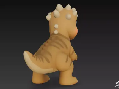Cartoon Plush Pachycephalosaurus Low-poly 3D model