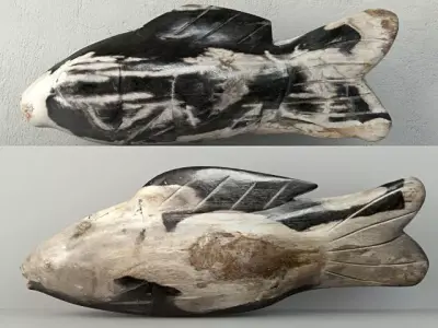 Hand Carved Petrified Wood Koi Fish 3 3D model