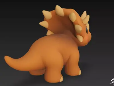 Cartoon Plush Pentaceratops Low-poly 3D model