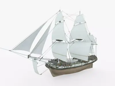 frigate HMS Undaunted Low-poly 3D model