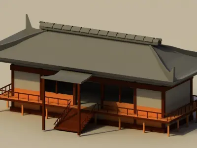 Low Poly Traditional Japanese House 3 Low-poly 3D model