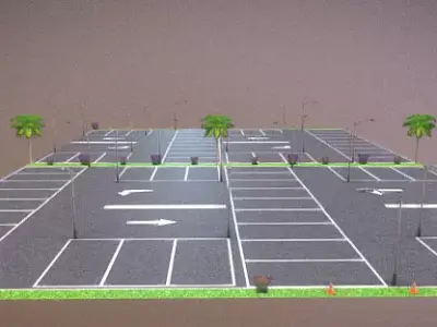 Modern Smart Parking Lot Design Low-poly 3D model