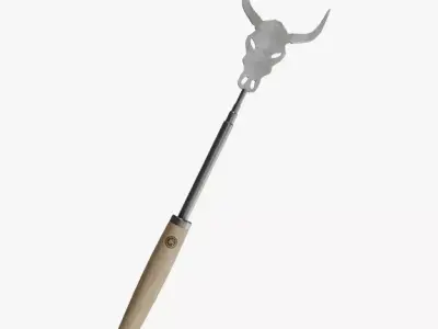 Barbeque Fork Cow Skull oak wood Low-poly 3D model