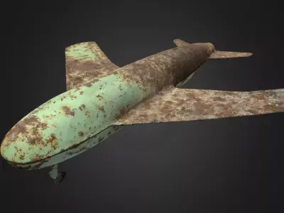 Old USSR Soviet Metal Toy Airplane Free 3D model