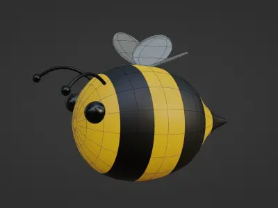 Cute Stylized Bee 3D Model - Low Poly Flying Insect Design 3D model