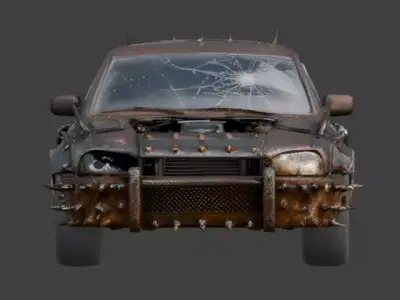 Post-Apocalyptic Spiked Combat Car 3D Model Low-poly 3D model