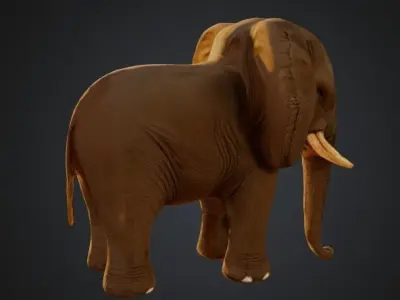  Elephant - Low-poly with 2K Textures Free low-poly 3D model