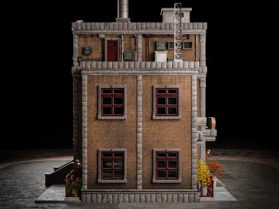 URBAN BUILDING OLD HORROR 3 Low-poly 3D model