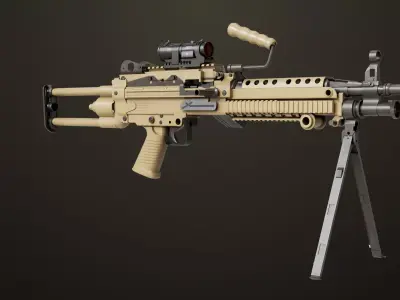 Machine Gun Black and Sandal Magazine All PBR Unity UE Low-poly 3D model