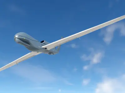 Low Poly PBR RQ-4B Drone  Low-poly 3D model