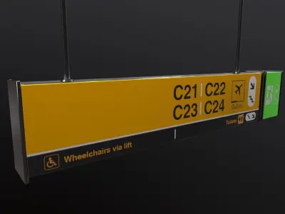 Airport Sign Board 003 Low-poly 3D model