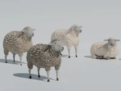 low poly sheep pack  Low-poly 3D model