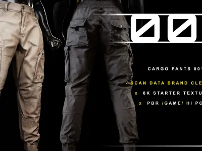 Cargo Pants 001 Low-poly 3D model