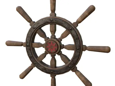 Old ship Tiller Free low-poly 3D model