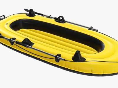 Boat inflatable 01 yellow 3D model