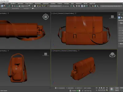 Natural leather bag  Low-poly 3D model