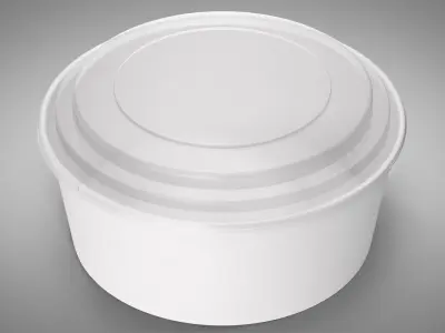 Paper Food Bowl with Clear Lid for Soup for Salad 50 Oz 1500 ml Mockup 3D model