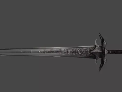 Game-Ready Fantasy RPG Sword 3D model