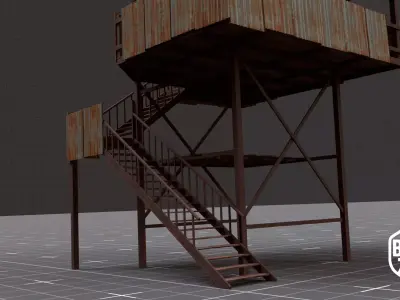 Watch Tower Low-poly 3D model