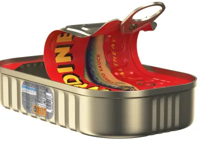 Detailed Opened Sardines Tin Can 3D model