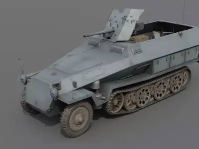 Sdkfz 251-10 PaK 36 Half-Track  Low-poly 3D model