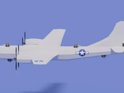 Boeing B-29 Superfortress Bomber Low-poly 3D model